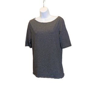 Women's Jones New York Signature Black/White Stripe Shirt Sz. M RN# 123475